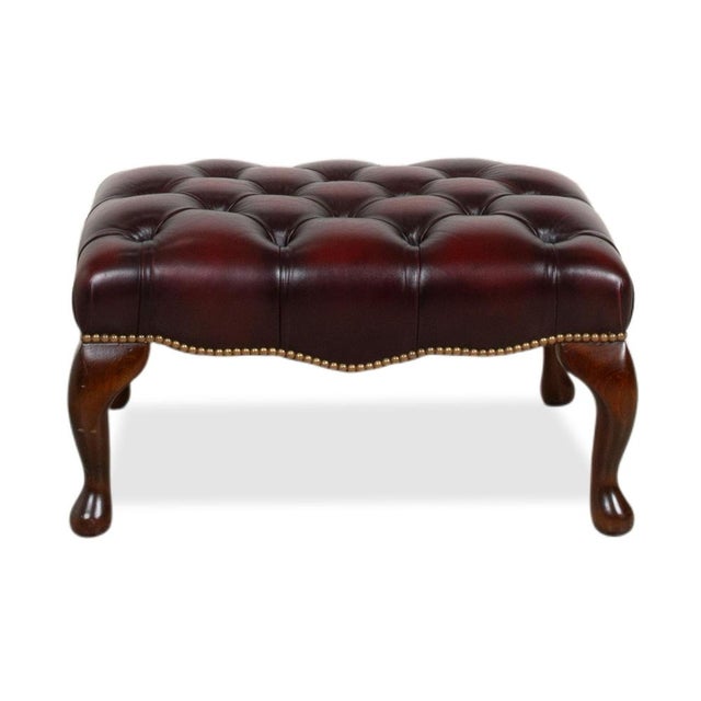 Set of Chesterfield Armchair and Ottoman in Leather and Wood For Sale - Image 18 of 18