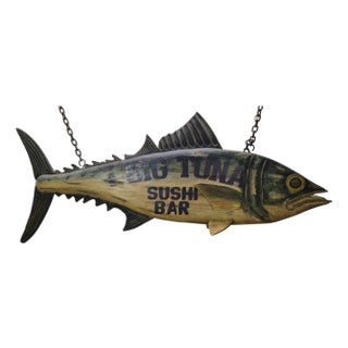 "The Big Tuna" Six Foot Carved Trade Sign For Sale