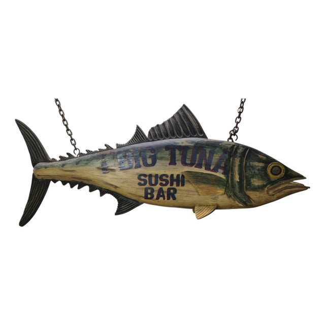 "The Big Tuna" Six Foot Carved Trade Sign For Sale