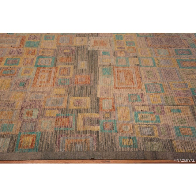 Textile Large Soft Jewel Tone Color Mid Century Modern Geometric Modern Rug For Sale - Image 7 of 8