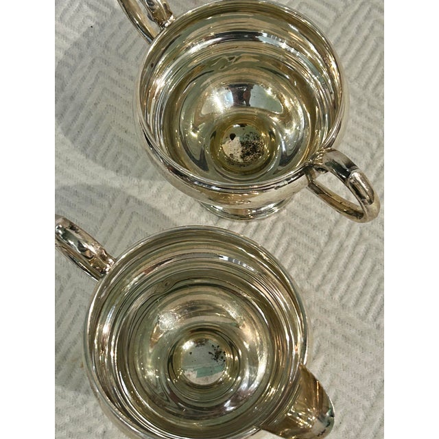 Metal Vintage Sterling Silver Art Deco Footed Open Sugar and Creamer Set - A Pair For Sale - Image 7 of 9