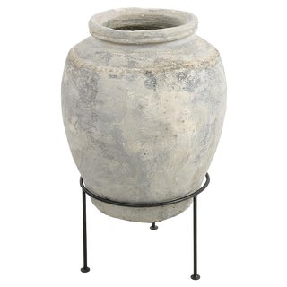 Large Earthenware Jar on Stand For Sale