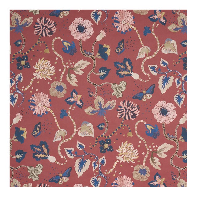 Sample - Schumacher x Happy Menocal Gloriette Wallcovering in Red For Sale