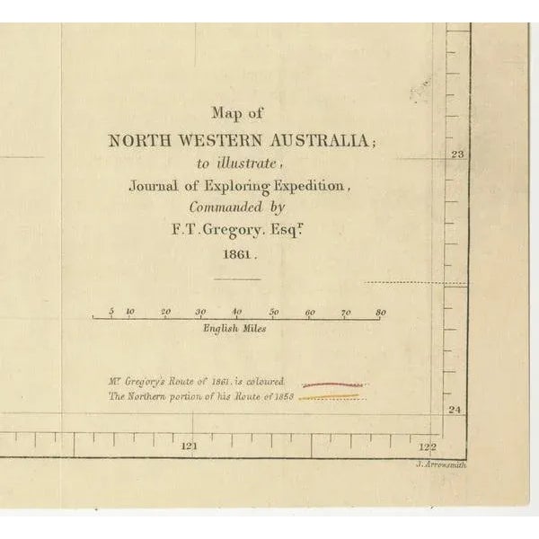 Paper Map of Gregory's Expedition Into the North West of Australia, 1860s For Sale - Image 7 of 8