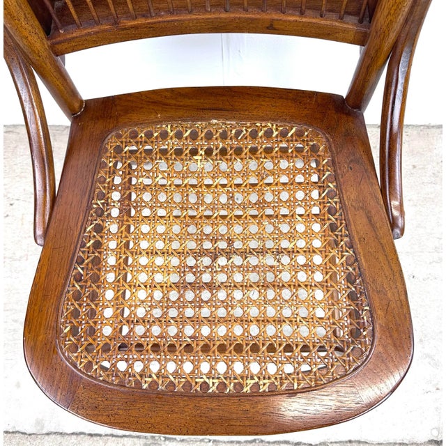 Wood Vintage Spindle Back Cane Seat Dining Chair For Sale - Image 7 of 12