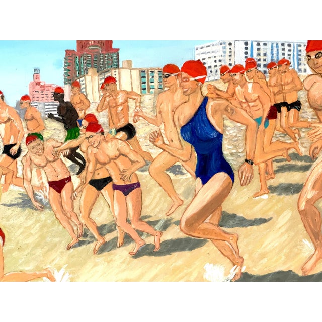 “Swim for Life, Miami Beach” Figurative Oil Painting by Eduardo Lluria Miralles For Sale - Image 9 of 15