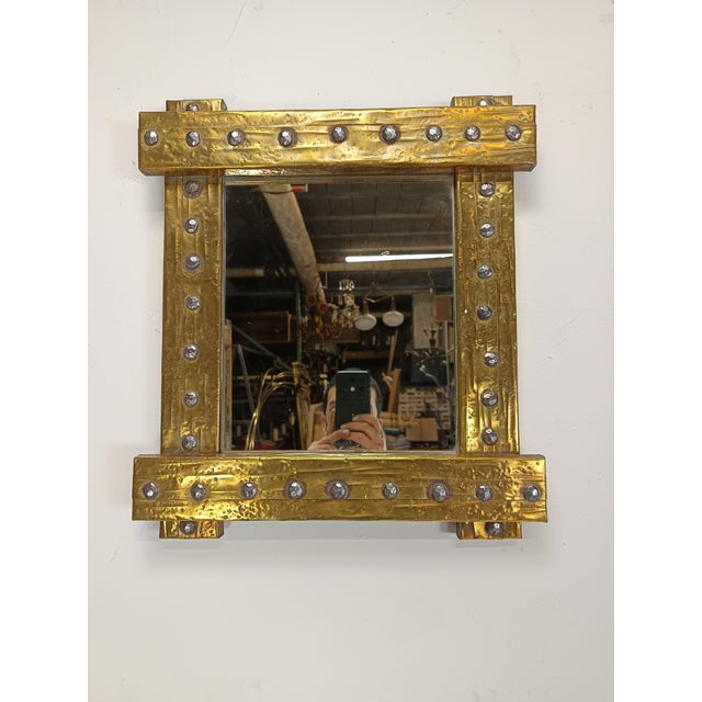 Brutalist Brass Mirror, 1970s For Sale - Image 12 of 12