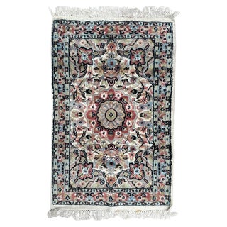 Little Vintage Silk and Wool Pakistani Rug from Bobyrugs, 1980s For Sale