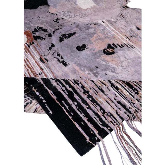 Contemporary Hand-Knotted Sugar Magnolia Rug in Silk and Oxidised Wool by Dinodo Studio For Sale - Image 3 of 6