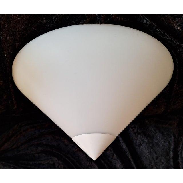 Vintage Ceiling Lamp with White Metal Mounting and White Opal Glass Shade, 1990s, in Very Good conditions. Designed 1990...