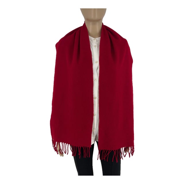 Yves Saint Laurent Red Solid 100% Wool Scarf For Sale