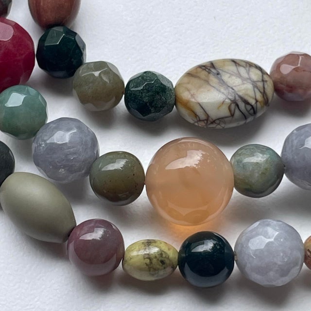 Semi-Precious Polished Gemstone Bead Necklace & Bracelet Set 14k Gold Filled C. 1970s, 2 Pieces For Sale - Image 9 of 12