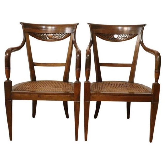 Antique Walnut and Vienna Sraw Armchairs, Set of 2 For Sale - Image 13 of 13