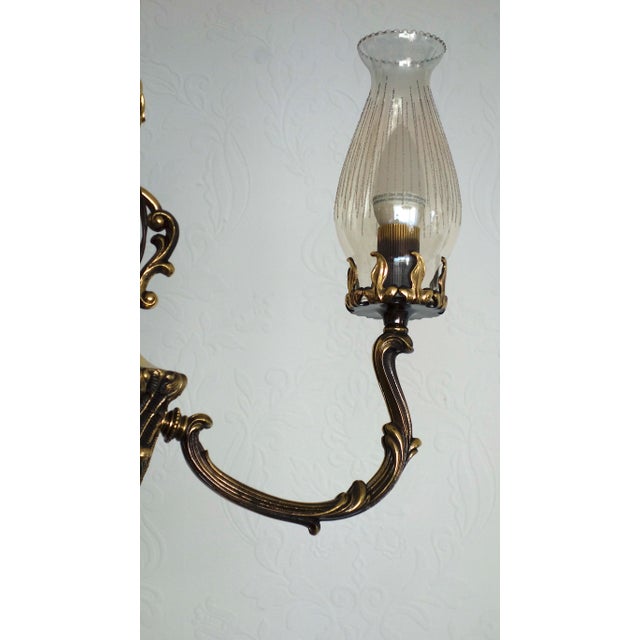 1940s Art Deco Brass and Glass Chandelier by Bruno Chiarini, 1940s For Sale - Image 5 of 12