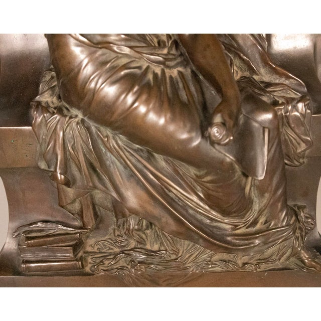 Classical Roman Late 19th Century Henri Chapu 1833-1891 - French - Bronze Sculpture - La Pensee (Thought) - 20" H For Sale - Image 3 of 7