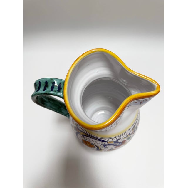 Early 21st Century Large Italian Hand Painted Ricco Deruta Pottery Water Pitcher For Sale - Image 5 of 11