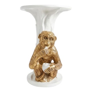 Late 20th Century Palm Beach Regency Parcel Gilt Monkey Side Table | Bespoke White Lacquer For Sale
