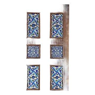 Wooden Door Set With Ten Damascus-Style Pottery Tiles, 20th Century (Lot 496) For Sale
