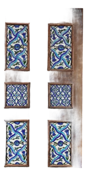 Wooden Door Set With Ten Damascus-Style Pottery Tiles, 20th Century (Lot 496)