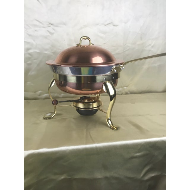 Ernest Sohn Vintage Brass and Copper Chafing Dish With Long Brass Handle by Ernest Sohn Designs. For Sale - Image 4 of 12