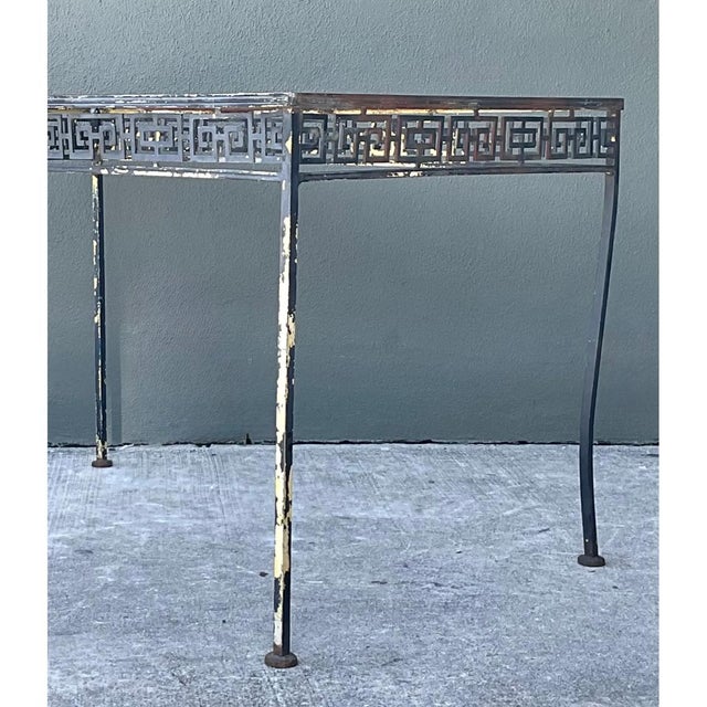 Vintage Meadowcraft Greek Key Metal and Glass Patio Table For Sale - Image 12 of 12