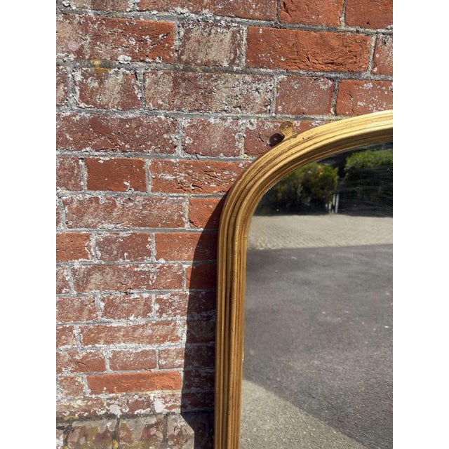 Large Antique English Arched Top Gilt Overmantle Mirror, 19th Century For Sale - Image 3 of 8
