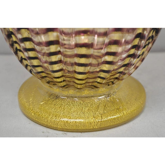 Mid 20th Century Ercole Barovier Zebrato Murano Art Glass Vase Zebrati for Ferro Toso Barovier For Sale - Image 11 of 14