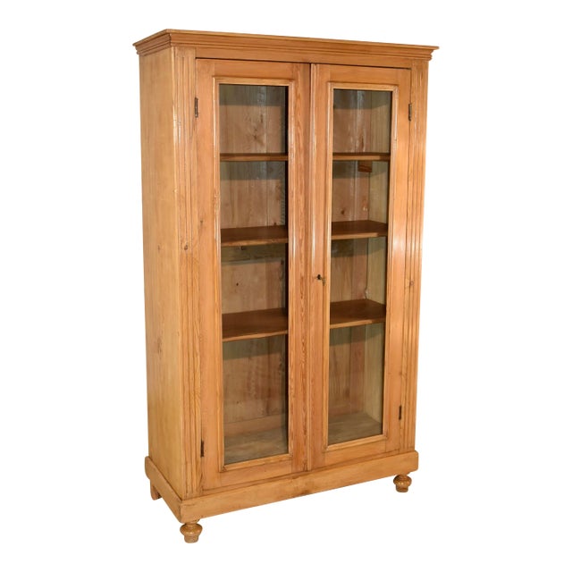 19th Century English Pine Glazed Bookcase For Sale