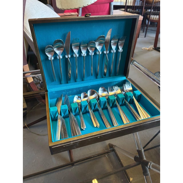 1950s Tapio Wirkkala for Rosenthal Austria "Composition S" by Rostfrei Satin- 40 Pieces For Sale In Philadelphia - Image 6 of 9