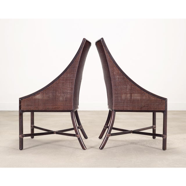 Wood Pair of Barbara Barry for McGuire Rattan Caned Dining Armchairs For Sale - Image 7 of 18