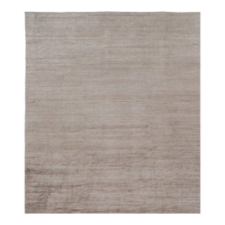 Rug & Kilim’s Oversized Modern Textural Rug in Brown, White and Beige Striae - 13x15 For Sale
