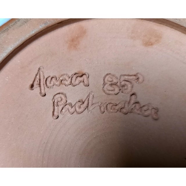 Pair of Vintage 80's American Studio Ceramic Plates With Landscape Style Layered Glaze For Sale - Image 10 of 11