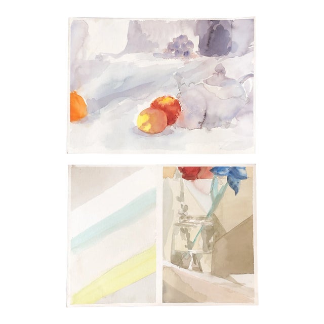 Gallery Wall Collection 2 Original Expressionist Still Life Watercolor Paintings - a Pair For Sale