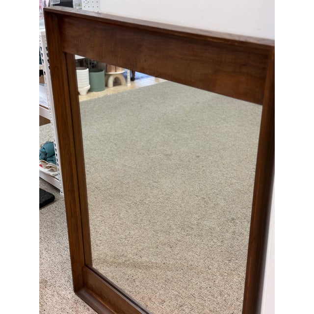 1970s Vintage Mid Century Modern Walnut Wood Mirror by Stanley Furniture For Sale - Image 5 of 7