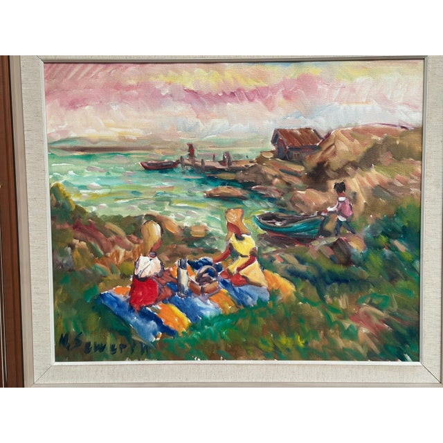 Nils Sewerin, Picnic, 1960s, Oil on Canvas, Framed For Sale - Image 16 of 18