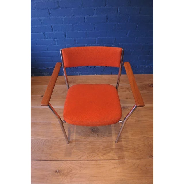 Orange Set of Mid-Century Chrome Armchairs with Orange Upholstery from Antocks Lairn For Sale - Image 8 of 10