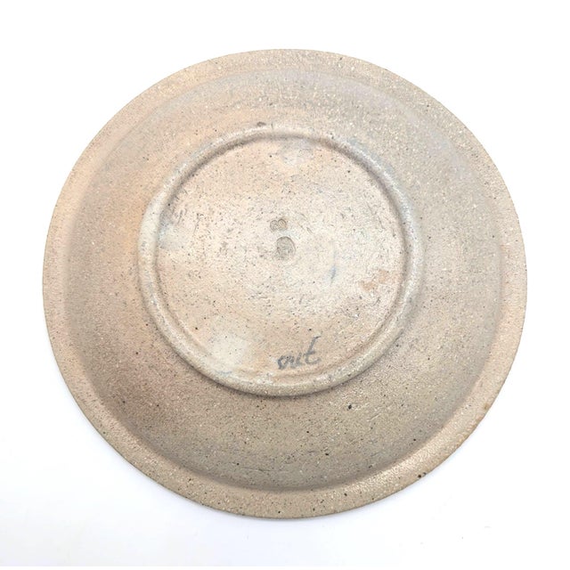 1960s Studio Pottery Artisan Signed Glazed Stoneware Decorative Plate For Sale - Image 10 of 11