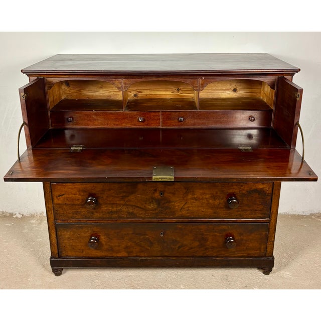 Wood 19th Century Spanish Colonial Walnut Secretary Chest With Fall Front Desk For Sale - Image 7 of 18