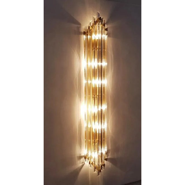 Brass 21st Century Maestoso Murano Triedri Glass Rod Sconce by Fabio LTD For Sale - Image 8 of 10