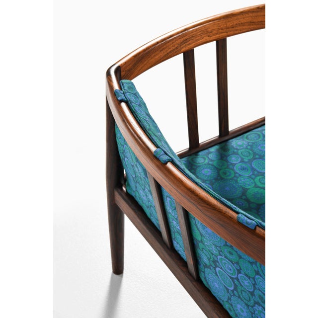 Wood Easy Chairs in Rosewood and Original Fabric attributed to Illum Wikkelsø, 1964, Set of 3 For Sale - Image 7 of 8