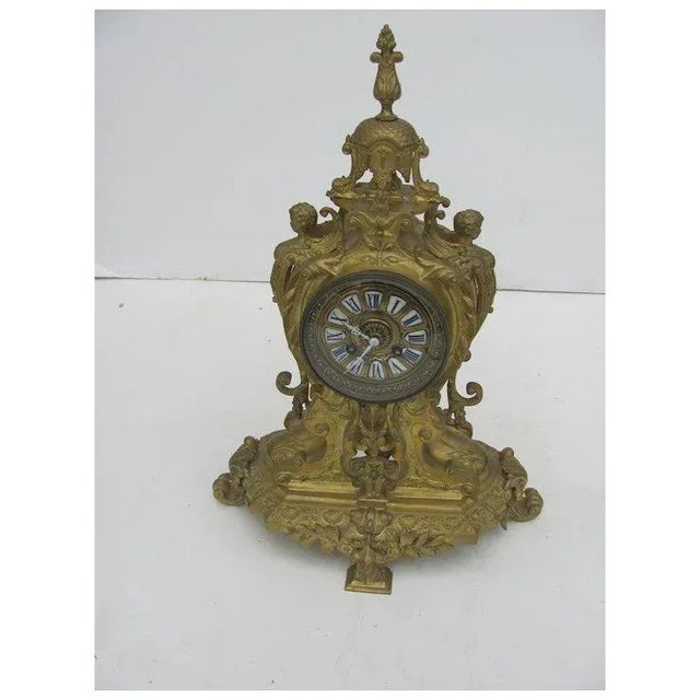 Late 19th Century Dore Bronze French Clock For Sale - Image 4 of 12