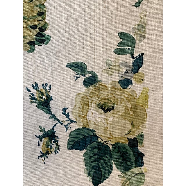 Clarence House Dahlia Hand Block Color Green Sku 1569602 Linen Fabric 4 1/2 Yards Chairish