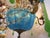 1940s Rare Italian Blue and Green Opaline Beaded Gold Leaf Chandelier For Sale - Image 11 of 11