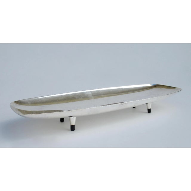 C.1970's Mid-Century Modern Silver Plate Elongated & Platform Footed Server/Display Tray For Sale - Image 13 of 13
