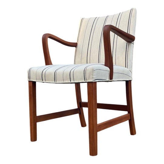 Danish Lounge Chair with Piped Upholstery For Sale