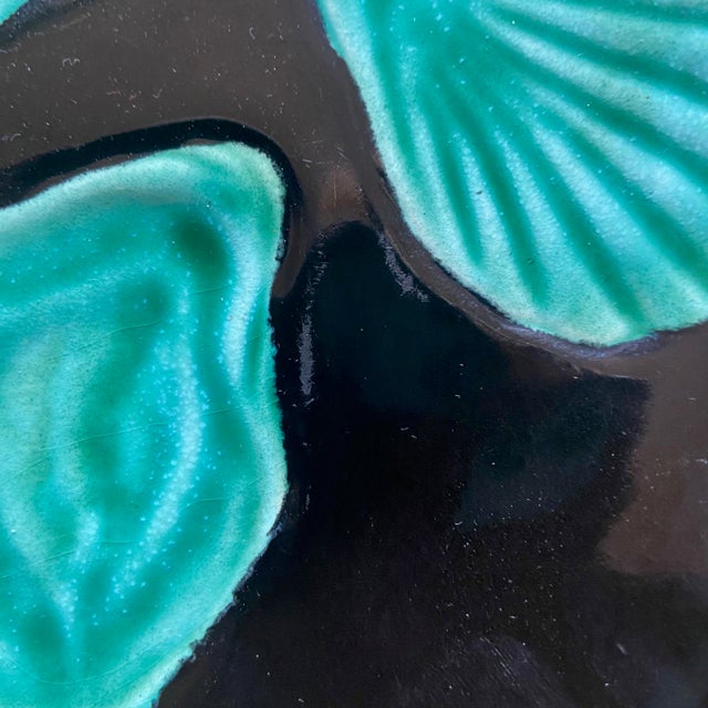 Vintage French Majolica Oyster Plates attributed to Elchinger, 1960s, Set of 6 For Sale - Image 9 of 12