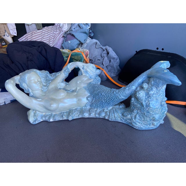 Vintage Mid Century Modern Sculptural Nude Mermaid Coffee Table and Dolphin For Sale - Image 13 of 18