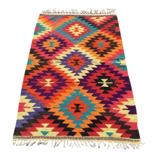 1960s Vintage Turkish Kilim Rug - 35" X 49" For Sale