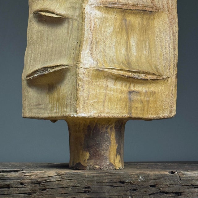 Vintage Monumental Brutalist Japanese Wood Fired Stoneware Vessel For Sale - Image 11 of 12