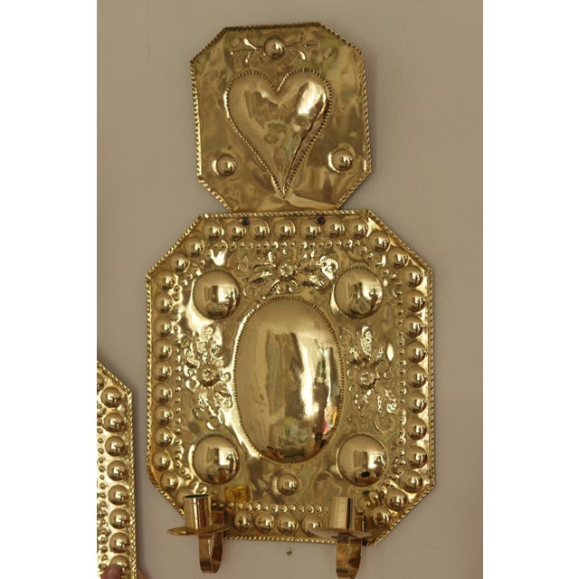 Large Mid-Century Baroque Brass Double-Arm Sconces, Set of 2 For Sale - Image 13 of 17